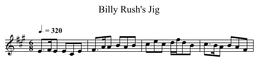 Billy Rush's Jig - staff notation