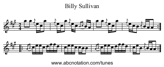 Billy Sullivan - staff notation