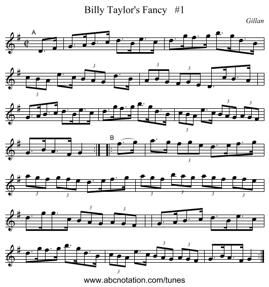 Billy Taylor's Fancy   #1 - staff notation