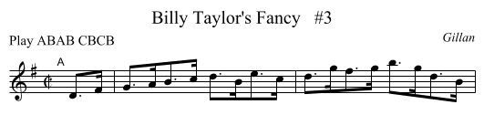 Billy Taylor's Fancy   #3 - staff notation