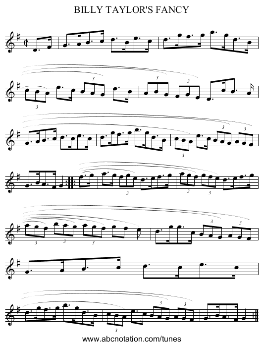 BILLY TAYLOR'S FANCY - staff notation