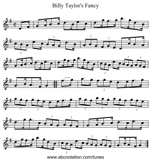 Billy Taylor's Fancy - staff notation