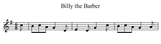 Billy the Barber - staff notation