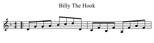 Billy The Hook - staff notation