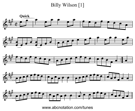 Billy Wilson [1] - staff notation