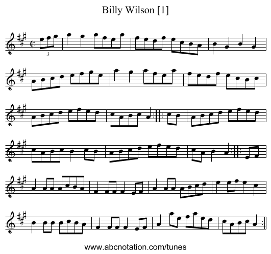 Billy Wilson [1] - staff notation