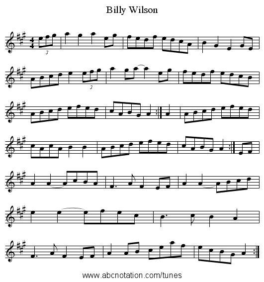 Billy Wilson - staff notation