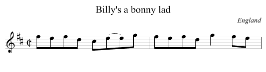 Billy's a bonny lad - staff notation