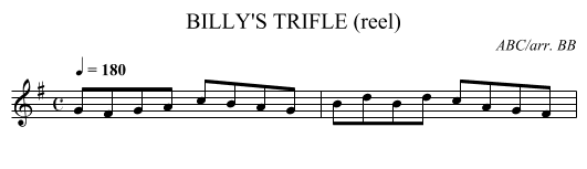 BILLY'S TRIFLE (reel) - staff notation