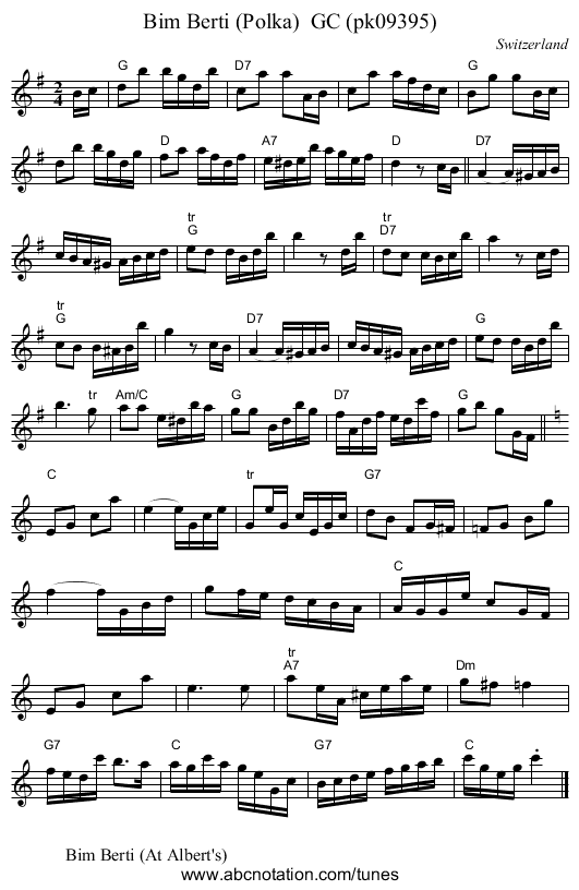 Bim Berti (Polka)  GC (pk09395) - staff notation