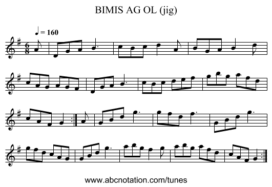 BIMIS AG OL (jig) - staff notation