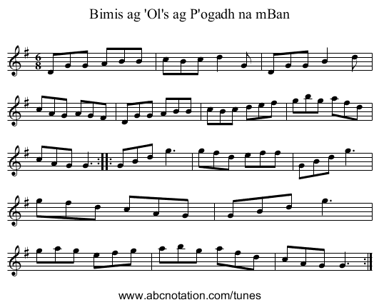 Bimis ag 'Ol's ag P'ogadh na mBan - staff notation