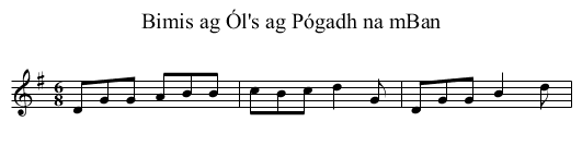 Bimis ag &Oacute;l's ag P&oacute;gadh na mBan - staff notation