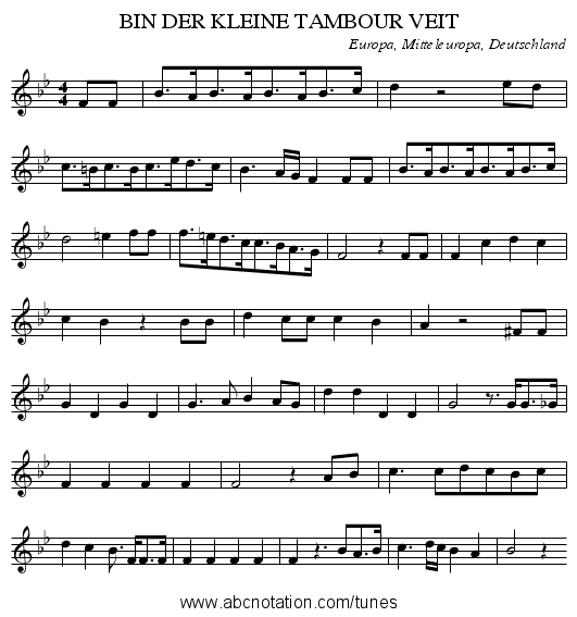 BIN DER KLEINE TAMBOUR VEIT - staff notation