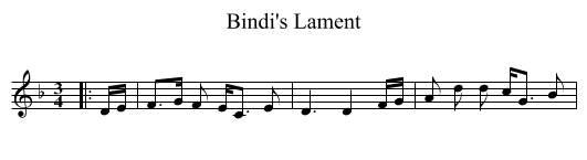 Bindi's Lament - staff notation