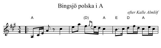 Bingsj&ouml; polska i A - staff notation