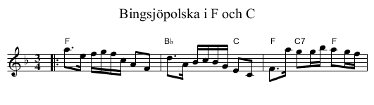 Bingsjöpolska i F och C - staff notation