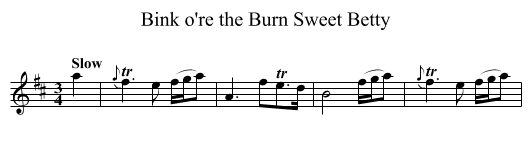 Bink o're the Burn Sweet Betty - staff notation