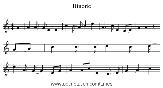 Binorie - staff notation