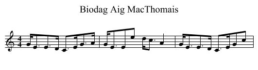 Biodag Aig MacThomais - staff notation