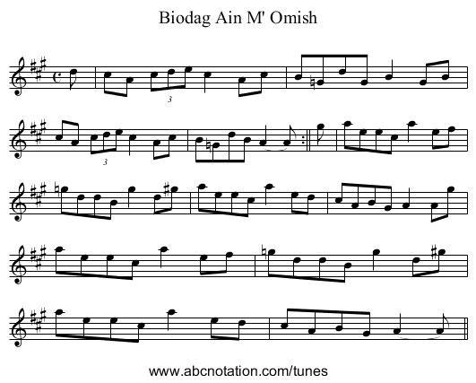 Biodag Ain M' Omish - staff notation