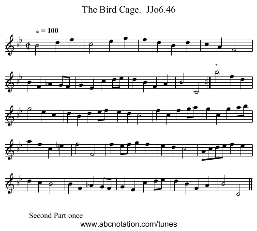 Bird Cage.  JJo6.46, The - staff notation