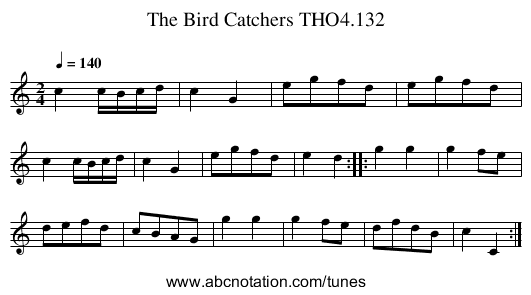 Bird Catchers THO4.132, The - staff notation