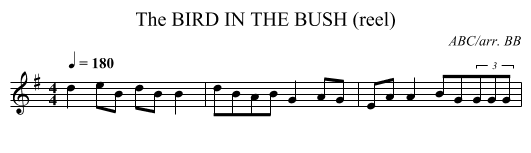 BIRD IN THE BUSH (reel), The - staff notation
