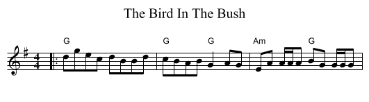 Bird In The Bush, The  - staff notation