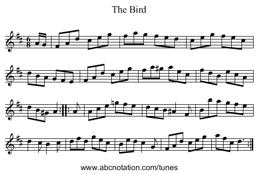 Bird, The - staff notation