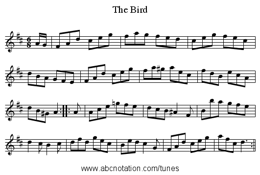 Bird, The - staff notation