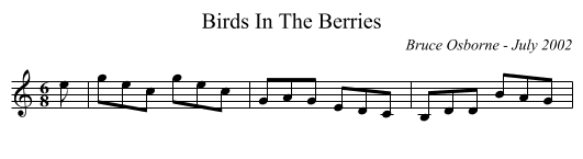 Birds In The Berries - staff notation