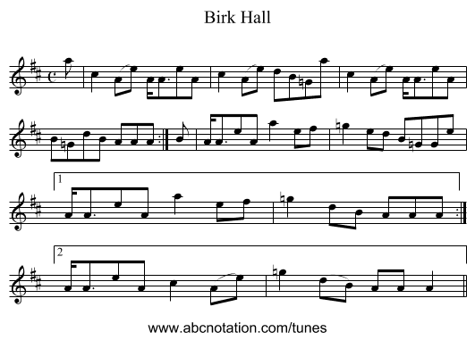 Birk Hall - staff notation
