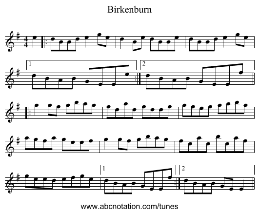 Birkenburn - staff notation