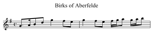 Birks of Aberfelde - staff notation