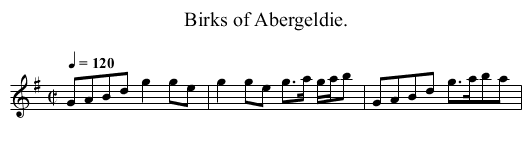 Birks of Abergeldie. - staff notation
