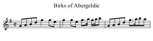 Birks of Abergeldie - staff notation