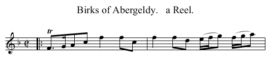 Birks of Abergeldy.   a Reel. - staff notation