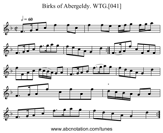 Birks of Abergeldy. WTG.[041] - staff notation