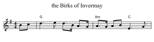 Birks of Invermay, the  - staff notation