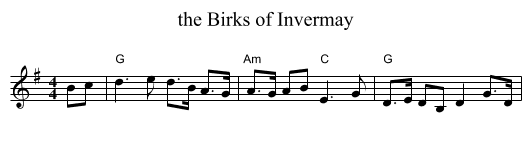Birks of Invermay, the  - staff notation