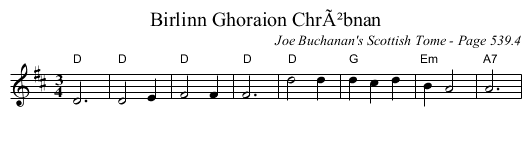 Birlinn Ghoraion ChrÃ²bnan - staff notation