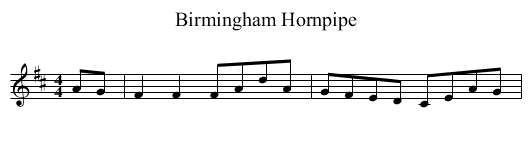 Birmingham Hornpipe - staff notation