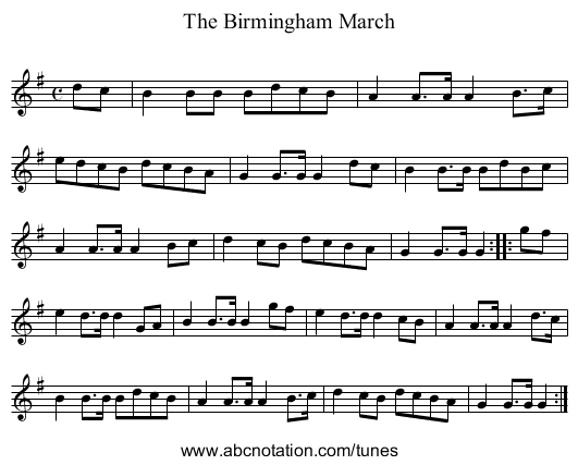 Birmingham March, The - staff notation