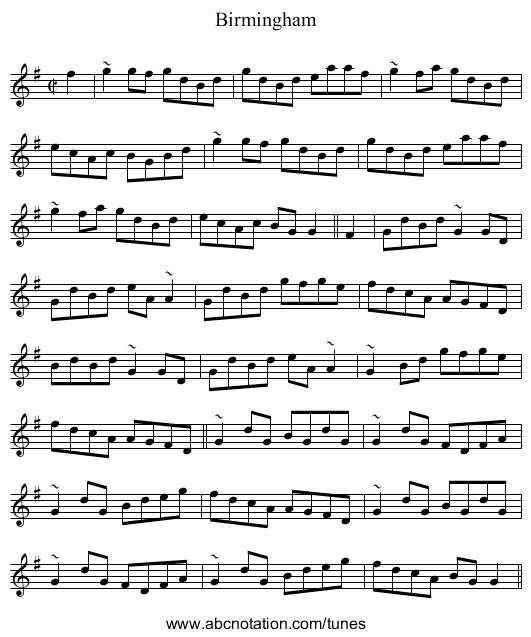 Birmingham - staff notation