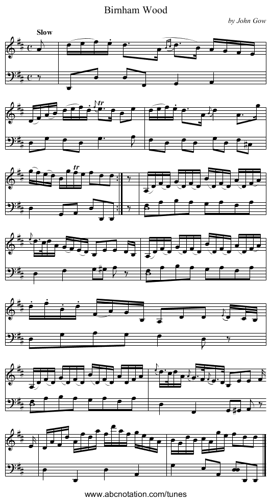 Birnham Wood - staff notation