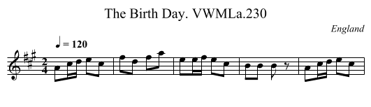 Birth Day. VWMLa.230, The - staff notation