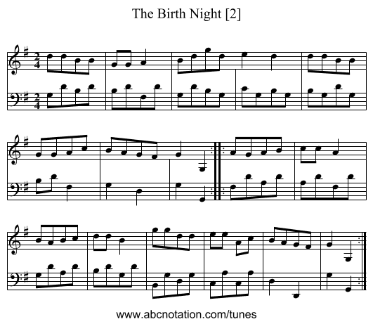Birth Night [2], The - staff notation