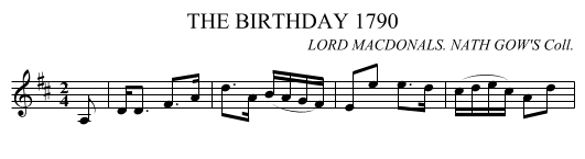 BIRTHDAY 1790, THE  - staff notation
