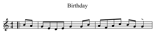 Birthday - staff notation